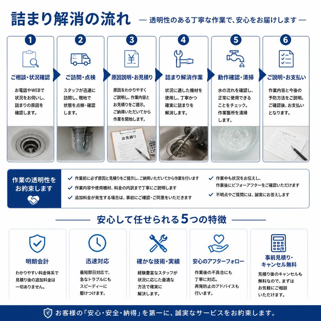 トイレ詰まり解消のプロセス
