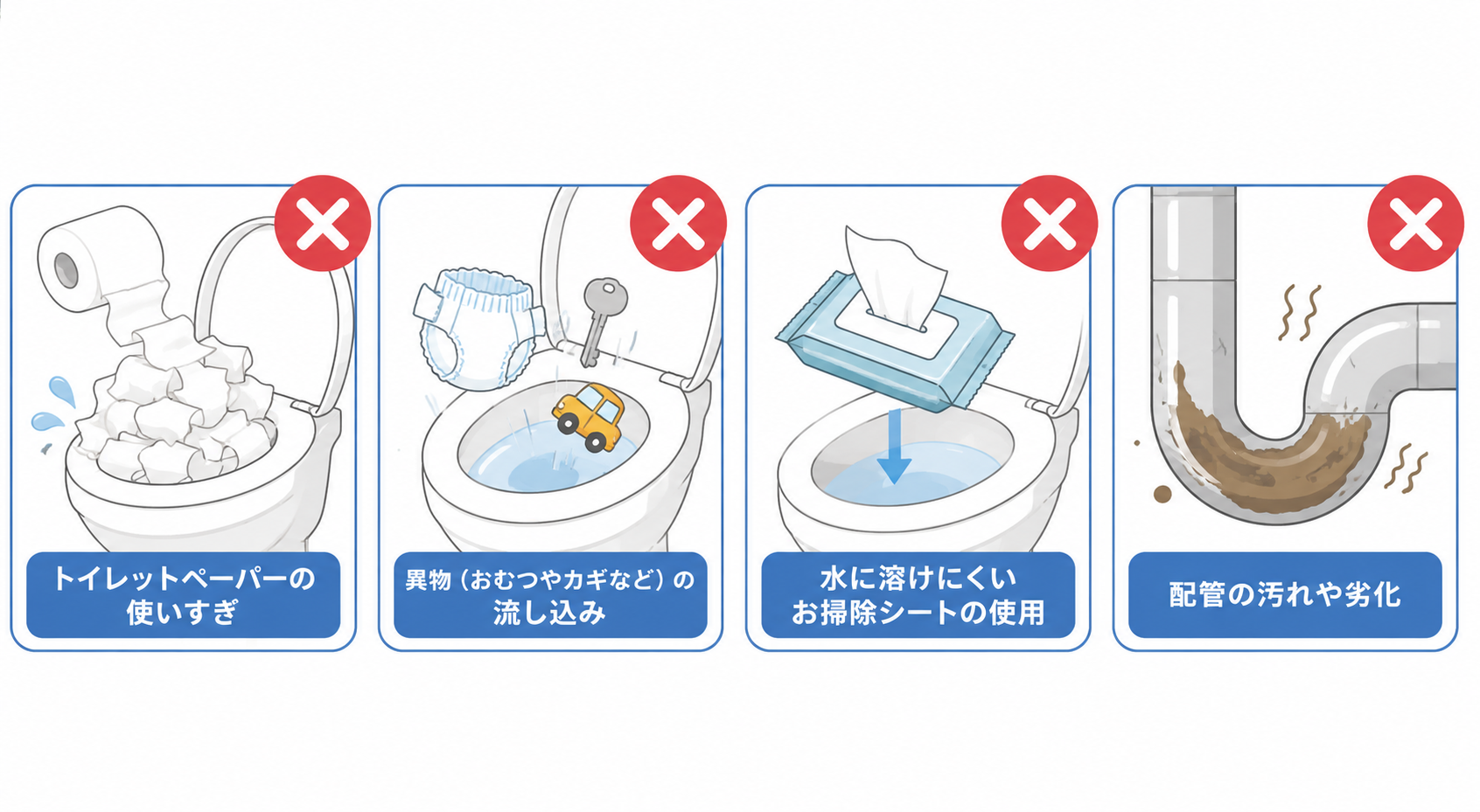 トイレ詰まりの主な原因とは？