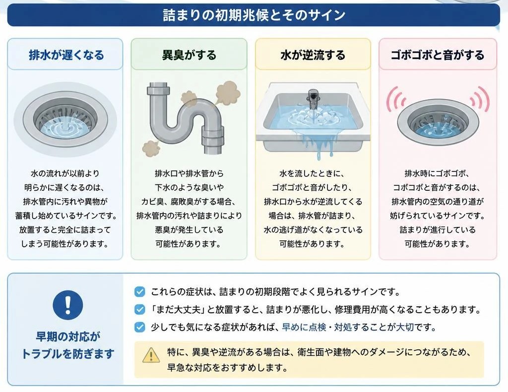 詰まりの兆候とは？見逃さないためのポイント