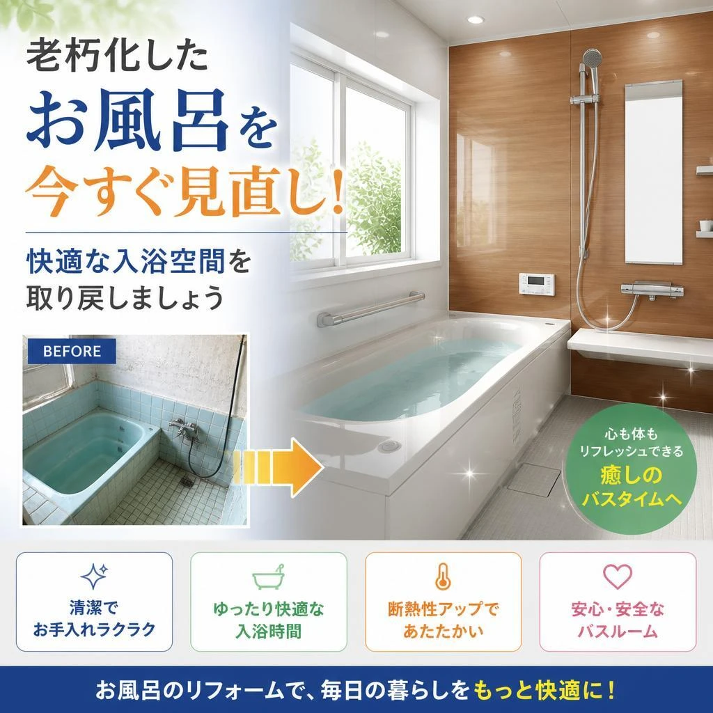老朽化したお風呂を今すぐ見直し！快適な入浴空間を取り戻しましょう