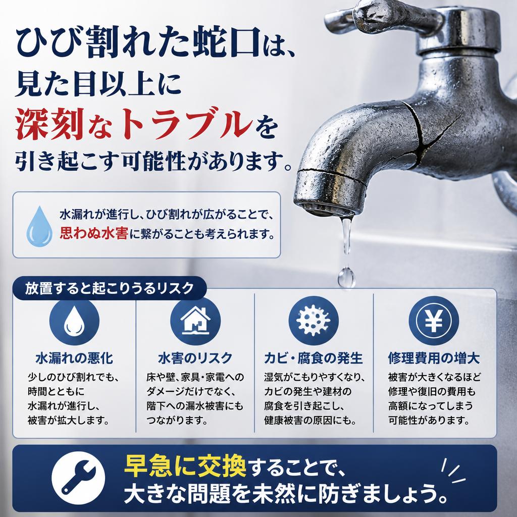 ひび割れた蛇口の危険性