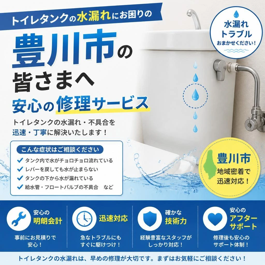 トイレタンクの水漏れにお困りの豊川市の皆さまへ、安心の修理サービス