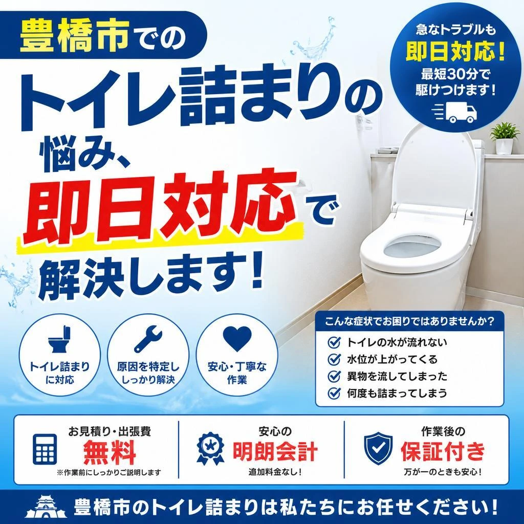 豊橋市でのトイレ詰まりの悩み、即日対応で解決します！