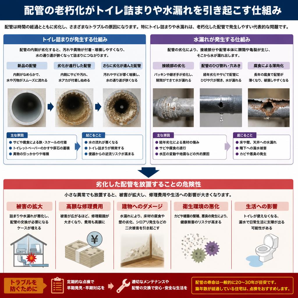 老朽化した配管の影響