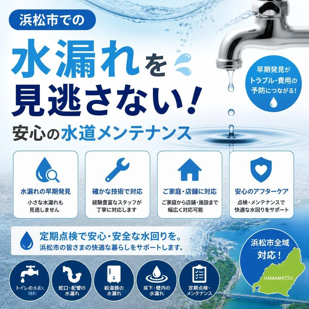 浜松市での水漏れを見逃さない！安心の水道メンテナンス