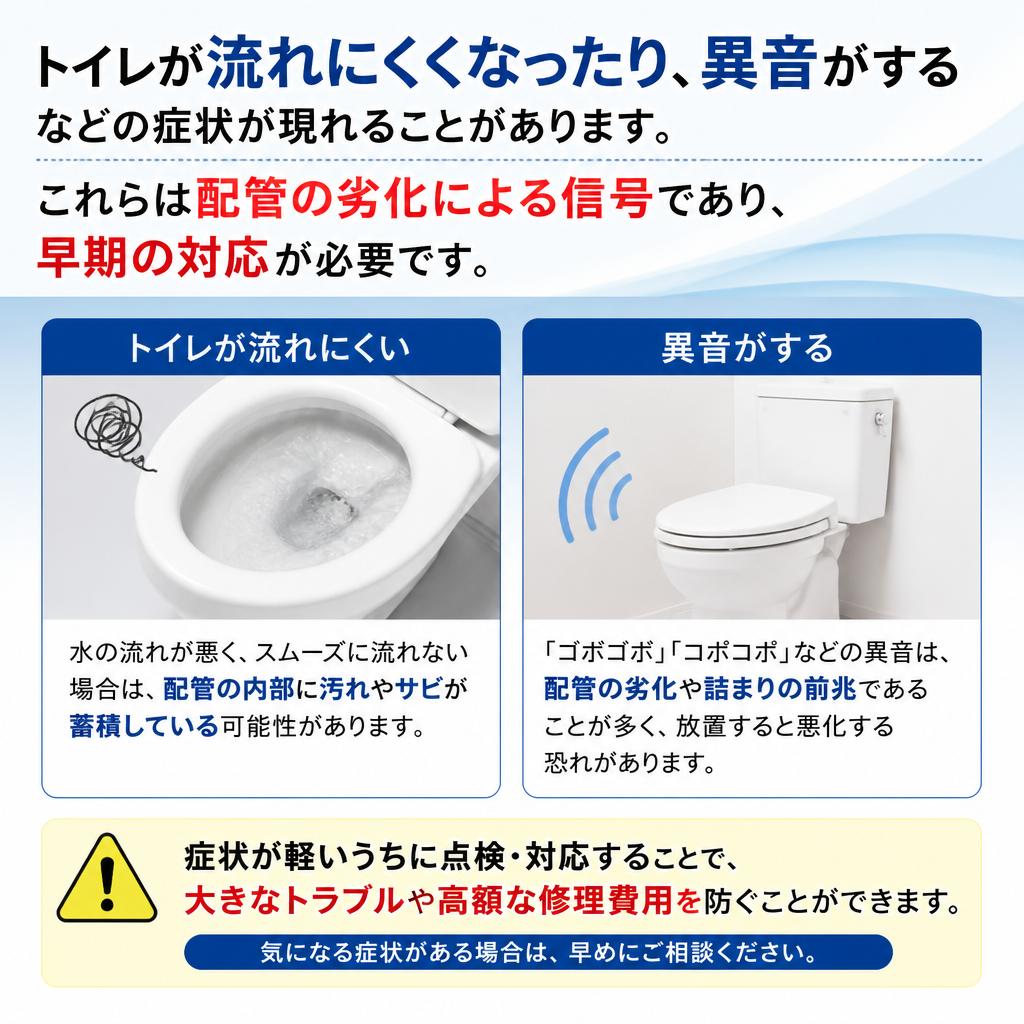 老朽化によるトイレ詰まりの症状