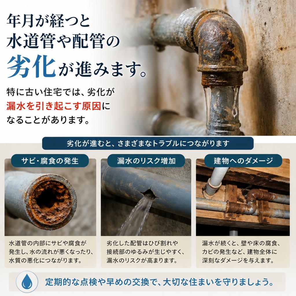 水道管や配管の劣化