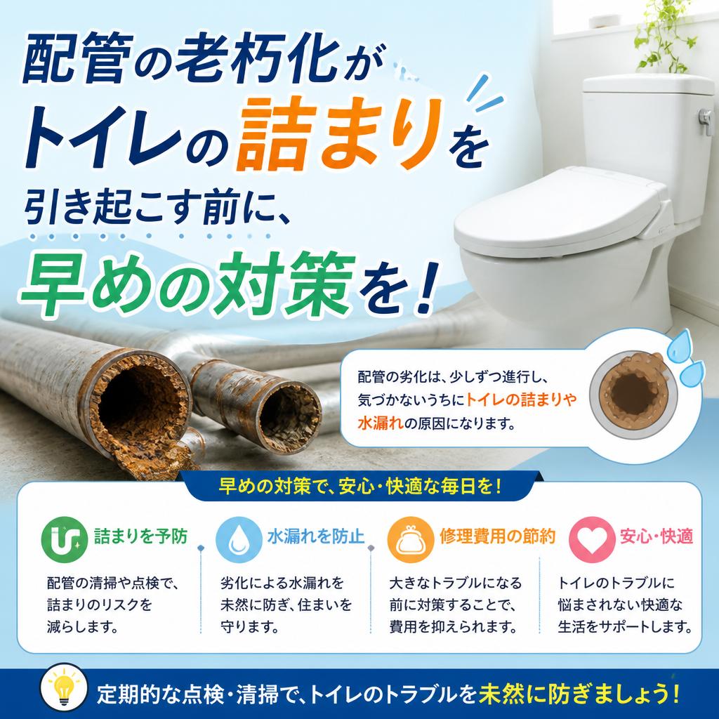 配管の老朽化がトイレの詰まりを引き起こす前に、早めの対策を！