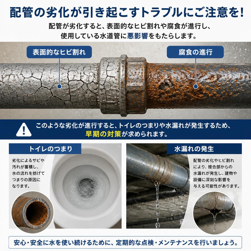 老朽化による配管ダメージ