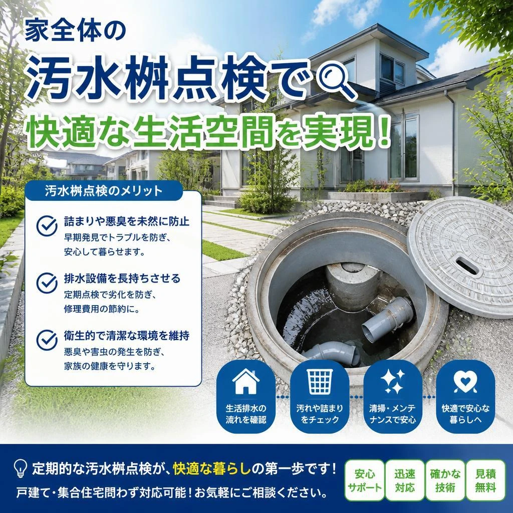 家全体の汚水桝点検で快適な生活空間を実現！
