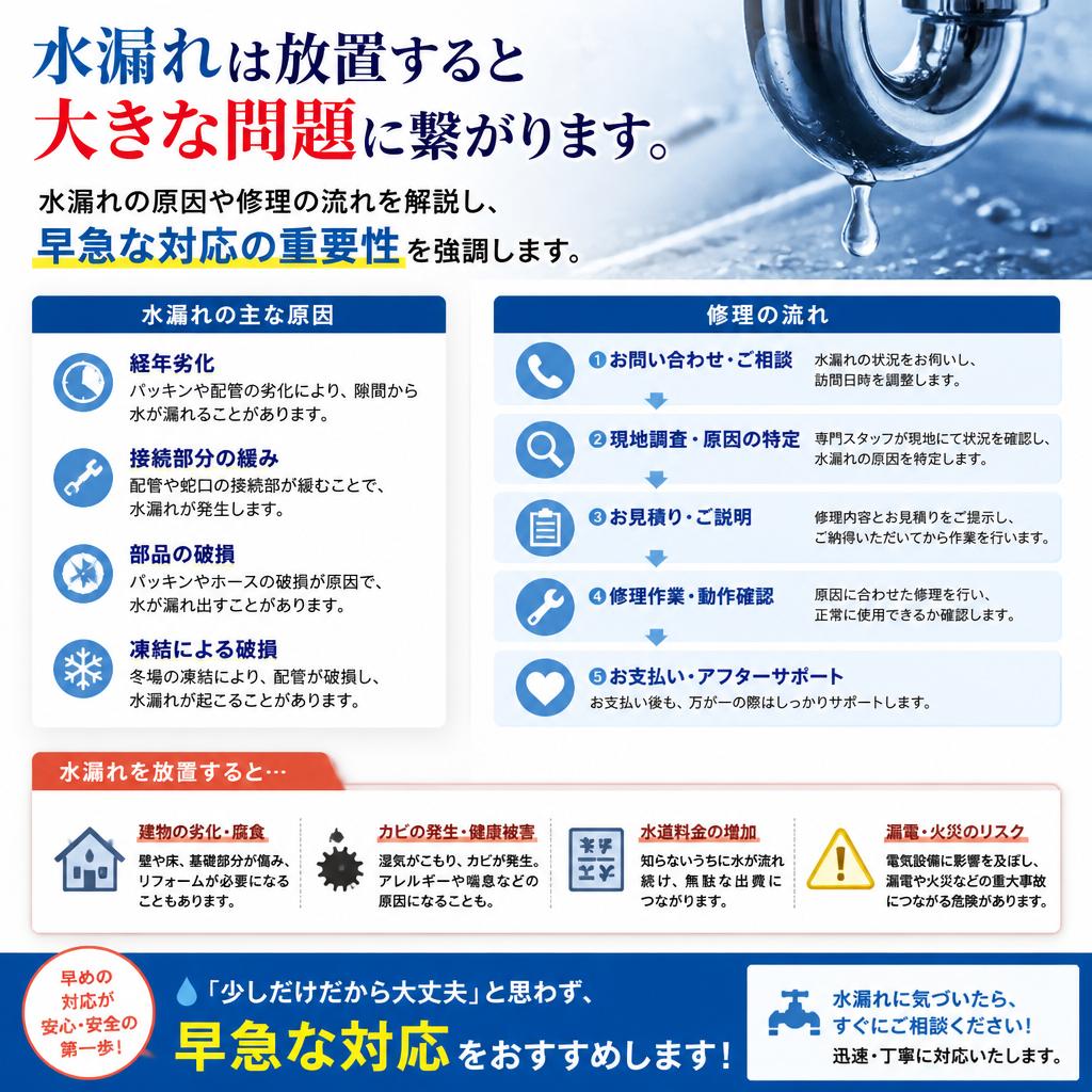 水漏れ修理：注意すべきポイント