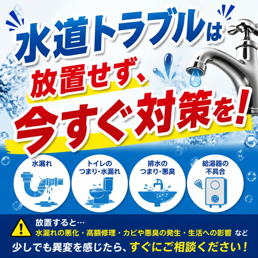 水道トラブルは放置せず、今すぐ対策を！