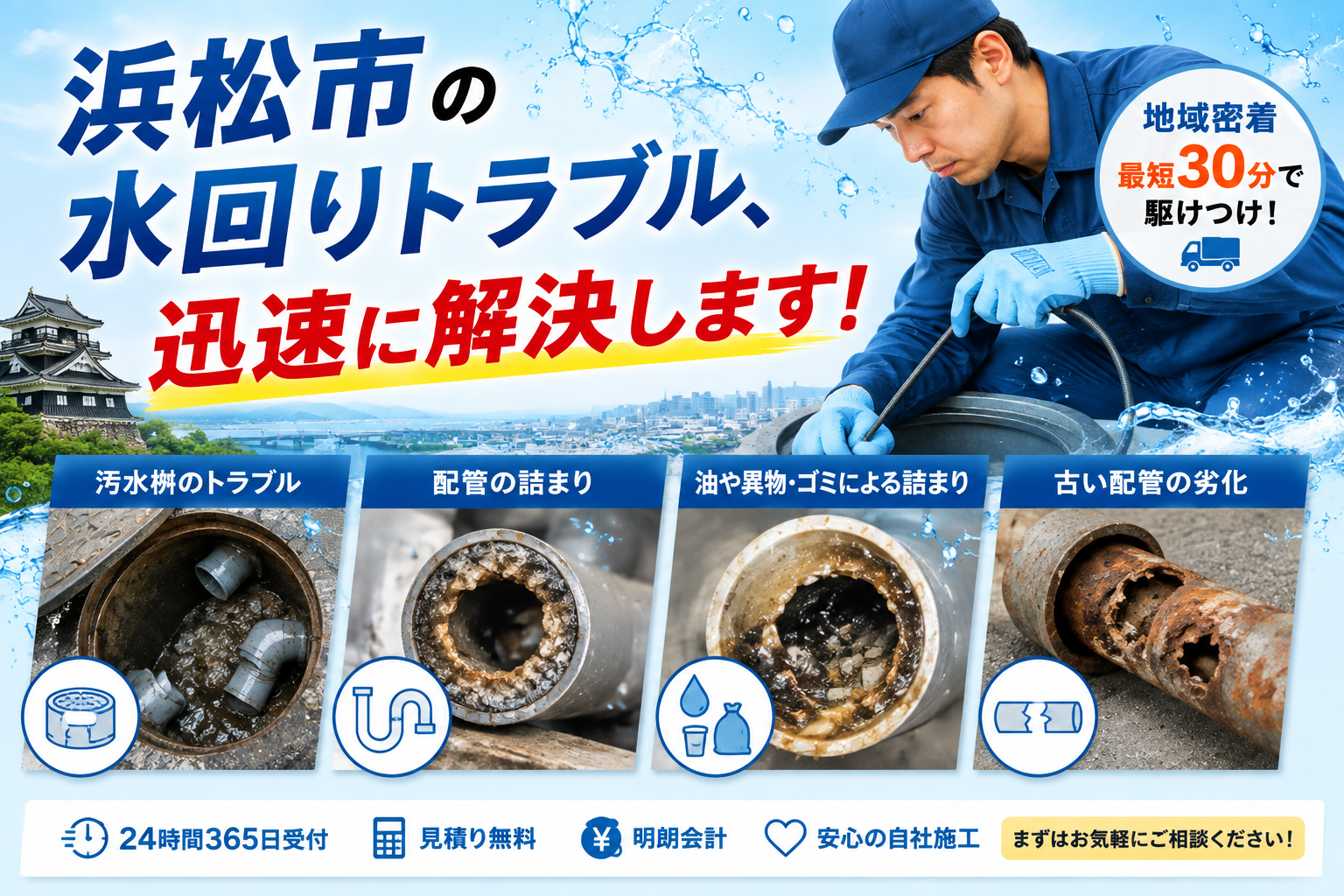 浜松市の水回りトラブル、迅速に解消します！