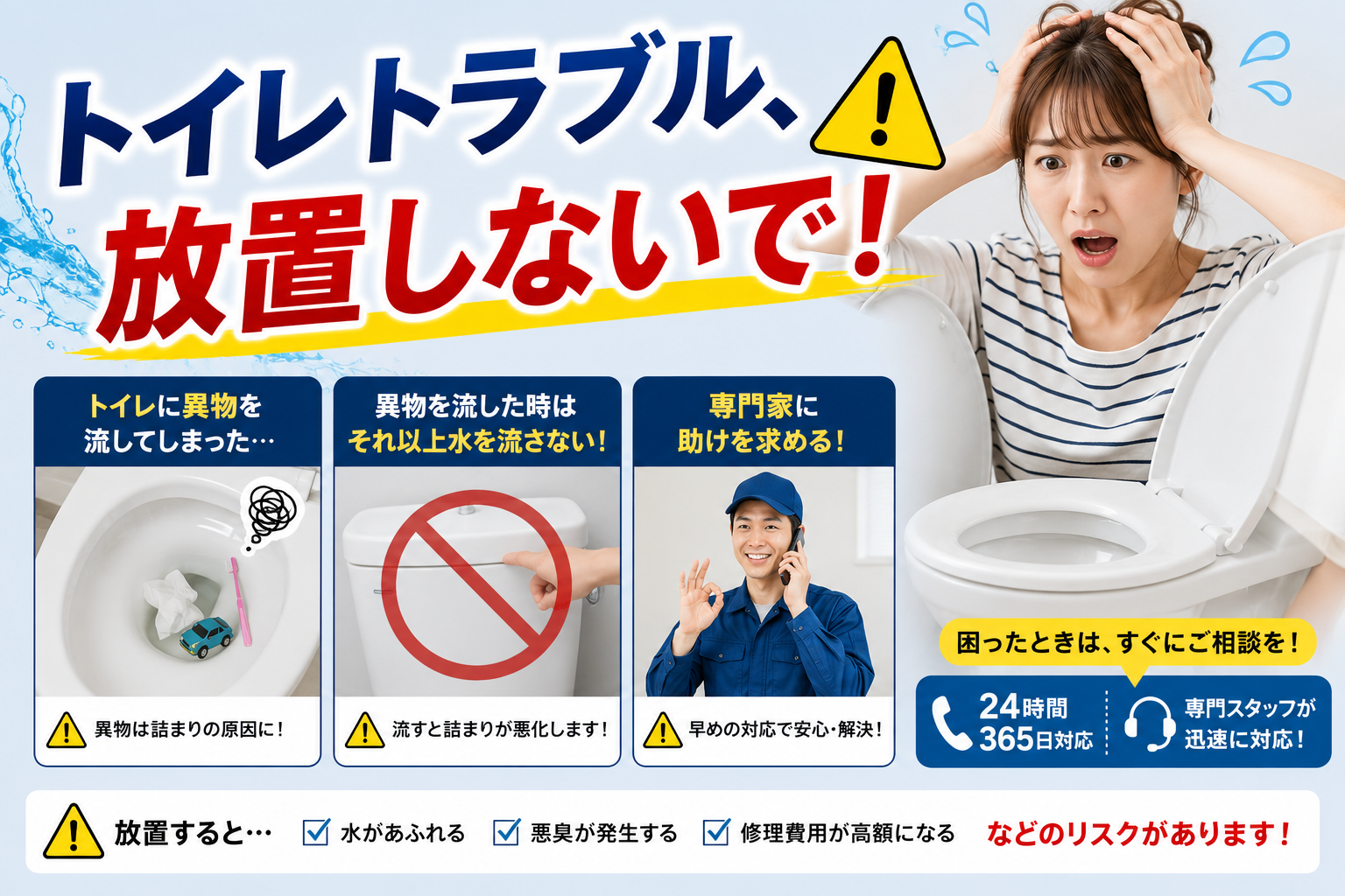 トイレトラブル、放置しないで！
