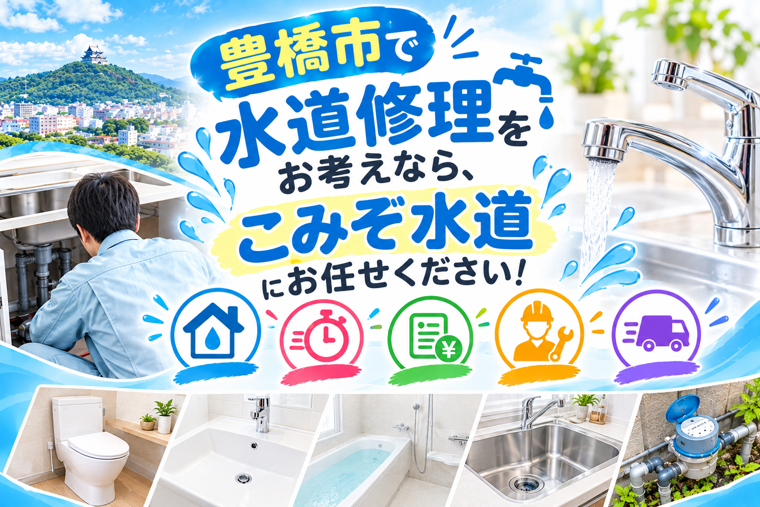 豊橋市で水道修理をお考えなら、こみぞ水道にお任せください！